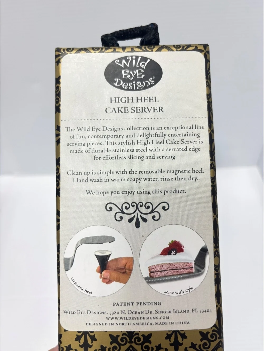 High Heel Cake Server with Decorative Amber Heel and Black Bow - Elegant Server
